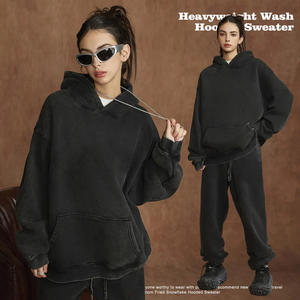 BEW0169 Sweat à capuche brodé Y2K vintage délavé à l'acide, coupe régulière, col zippé, 355 GSM, personnalisé, vente en gros - Product Image 3