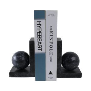 Fermalibri a forma di L con sfera in marmo per uso decorativo su scaffali - Product Image 2