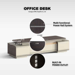 견고한 원목 상업용 사무실 책상 통합 전원 그로멧 수납장 넓은 작업면 미니멀리스트 사무실용 - Product Image 6