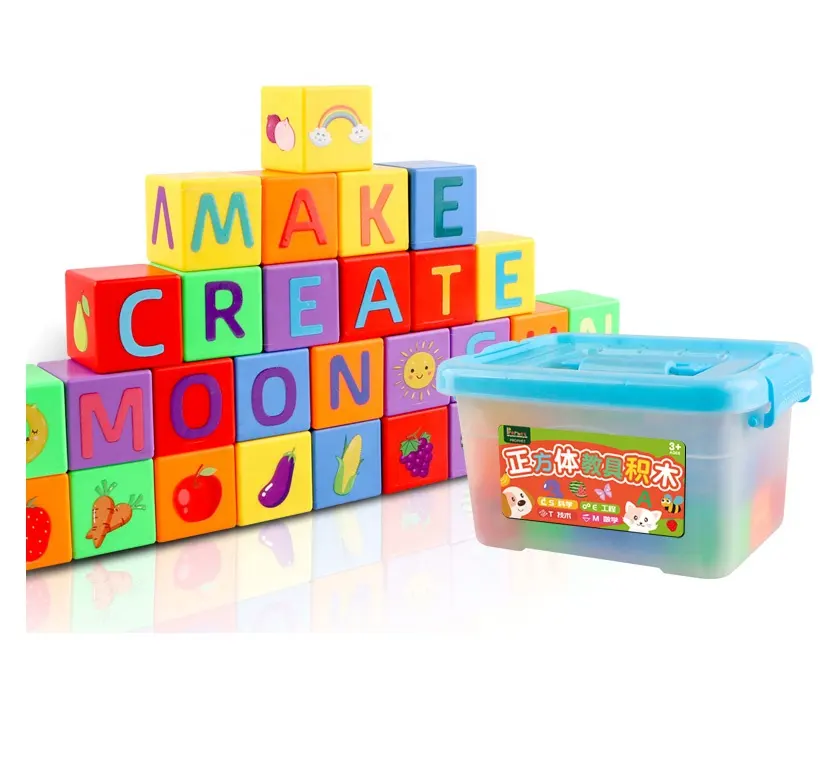 3D Cube Space Sense thinking training to building blocks kindergarten English learning teaching aids educational plastic toys