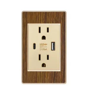 Socket with usb and type c ports plug US home switch charger power wall socket with usb