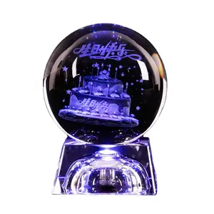 批发高品质K9水晶球80毫米3d激光雕刻标志家居装饰
