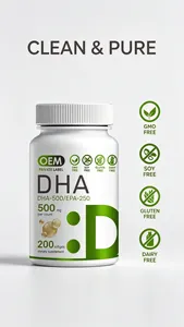 Cápsulas de Omega-3 DHA EPA de Primera Calidad OEM para la Salud Cerebral de Adultos - 60 Cápsulas de Aceite de Pescado y Aceite de Algas - Product Image 3