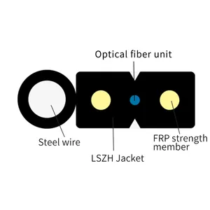 Owire FTTH สายเคเบิลใยแก้วนำแสงที่มีความแข็งแรง FRP สมาชิก LSZH แจ็คเก็ต Ftth สายเคเบิลใยแก้วนำแสง
