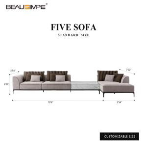 Divano componibile moderno minimalista per soggiorno interno, divano modulare quadrato con chaise longue angolare - Product Image 5