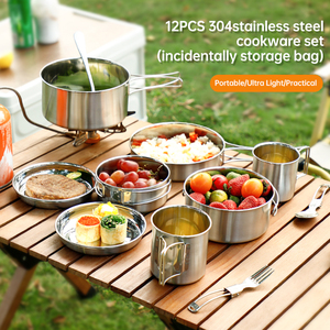 <span class=keywords><strong>Set</strong></span> da <span class=keywords><strong>pranzo</strong></span> da campeggio Lekfre da 12 pezzi in acciaio inossidabile 304, a tenuta stagna e di grande capacità. - Product Image 3