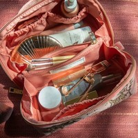 Trousse de Toilette Brodé Grande Capacité avec Fermeture Éclair, Organisateur Cosmétique Personnalisable avec Logo, Portable pour Femmes, Essentiels de Maquillage de Voyage