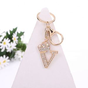 Porte-clés Couronne pour Femme, Breloques de Sac à Main, Porte-clés Alphabet en Strass de Cristal, Pendentif Couronne Lettre Initiale avec Anneau pour Clés - Product Image 5