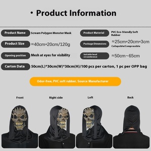 Venta caliente Máscara <span class=keywords><strong>de</strong></span> cabeza <span class=keywords><strong>completa</strong></span> Scary <span class=keywords><strong>Scream</strong></span> Ghost Halloween Horror Cosplay Máscara Demon Skull Mask con capucha - Product Image 4