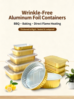 Boîte d'emballage jetable ronde dorée de 450 ml, épaissie, pour plats à emporter, pot en papier d'aluminium avec couvercle hermétique pour extérieur
