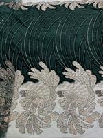 Tissu en velours brossé tissé à paillettes et strass brodées, orné de plumes de paon K/C, pour robe de mariée Aso Ebi et Abaya musulmane