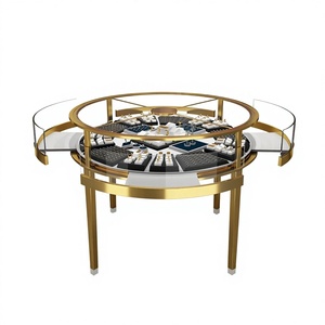 Vetrina Espositiva Rotonda Oro e Bianco <span class=keywords><strong>per</strong></span> Gioielli e Cosmetici con Ante in Vetro <span class=keywords><strong>per</strong></span> Esposizioni Aziendali - Product Image 5