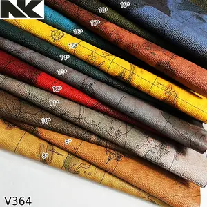 V364 Vintage World Map PVC artificial leather suitable for bags, handbags, belts, and shoe materials