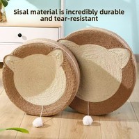 Tempat Tidur dan Alas Garuk Kucing dari Bahan Hemp, Tahan Lama, Tahan Aus, Bentuk Bulat, Alas Cakar Kucing, Sarang Kucing Kecil, Mainan Perawatan Kucing