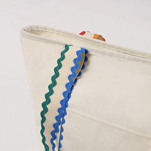 Bolsa Tote de Gran Capacidad, Diseño Bright Side, Colorida, con Ribete <span class=keywords><strong>Ric</strong></span> Rac, en Color Natural con Ribete Arcoíris, Bolsa de Hombro para Compras - Product Image 5