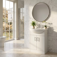 Meubles de salle de bain en fibre de carbone PVC, lavabo en céramique, cabine de douche autoportante, fabriqués en Chine.
