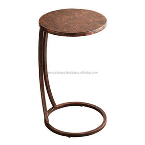 Metal con acabado dorado Calidad dura Mesa auxiliar duradera Taburete de acento de metal Mesa auxiliar martillada Acabados dorados - Product Image 6