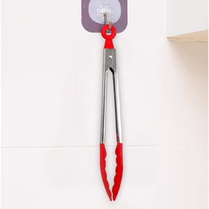 Food Tongs Stainless Steel Red Silicone Tips Oven Safe High Heat Resistant Kitchen Cooking Utensil For BBQ Steak Pancake Bread - Product Image 3