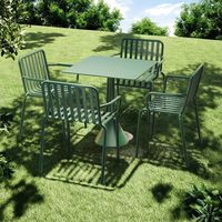 Ensemble table et chaises carrées compactes en fer forgé pour jardin/balcon/cour, idéal pour salon de thé/café - Design extérieur trois pièces résistant au vent