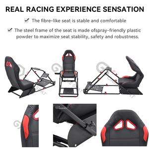 GY072 Venta <span class=keywords><strong>Al</strong></span> Por Mayor Cuero Ordenador PC Gamer Negro Simulador Silla Soporte Carreras Volante Asiento Soporte - Product Image 5
