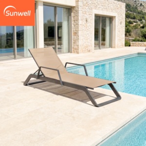 Chaise longue de <span class=keywords><strong>plage</strong></span> et de piscine en aluminium empilable, durable et confortable, avec tissu d'extérieur – Vente en gros - Product Image 2