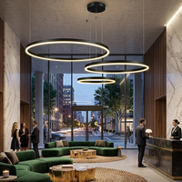 Lustre LED triple anneau minimaliste moderne, taille personnalisée, éclairage de plafond de luxe pour hall d'hôtel, centre de marketing, restaurant