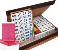 Jeu de Mahjong en Acrylique de Taille Moyenne 31mm Multicolore Style Taïwanais avec Tuiles Joker en Forme de U Règle de 152 Tuiles Emballage Boîte en Cuir