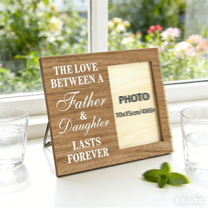 Cornice Fotografica Personalizzata in Legno Quadrata Riutilizzabile Fai-da-Te Moderna da Tavolo per Decorazione Casa <span class=keywords><strong>Padre</strong></span> Figlia Incisa 'The Love Father' - Product Image 2