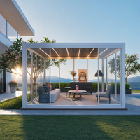 Système de pergola à toit à lamelles réglables électriques en alliage d'aluminium pour patio, avec éclairage LED pour cour et terrasse, dimensions 3x4