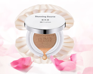 Cojín de aire de larga duración OEM/ODM, crema <span class=keywords><strong>CC</strong></span>, base de maquillaje brillante hidratante con esponja de maquillaje de setas para cobertura de ojeras - Product Image 1