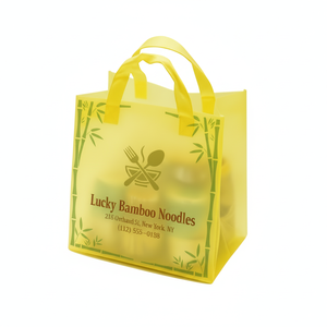 Sacs de courses en plastique avec logo personnalisé, prix de gros, imperméables et durables, avec poignée souple pour les plats à emporter des restaurants - Product Image 1