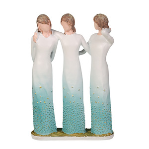 Elegante Juego de Figuras de Resina de Hermanas, Degradado Azul y Blanco, Estilo Europeo, Decoración para el Hogar, Regalo - Product Image 5