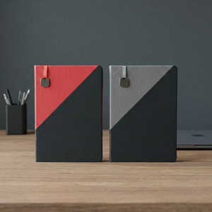 Hardcover Fabric Cover Notepad Red Black Gray Diagonal Design 148x210mm 192 Pages Leather Bound Natural Paper Notebook - Product Image 3