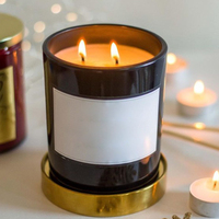 Bougie Pilier Parfumée Artisanale en Cire de Soja Sans Fumée à 2 Mèches, en Coupe Noire, Marque Privée Fresh Air, Décoration Maison, Luxe, Fêtes, Diwali