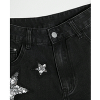 Shorts en jean Y2K personnalisés, délavés, avec sequins étoiles, broderie usée, jorts vintage, ourlet effiloché, jeans pour femmes