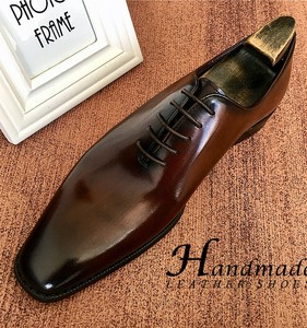 Chaussures Oxford pour hommes en cuir véritable haut de gamme, faites à la main, à bout pointu, style business formel, avec motif brocart sculpté, imperméables - Product Image 1