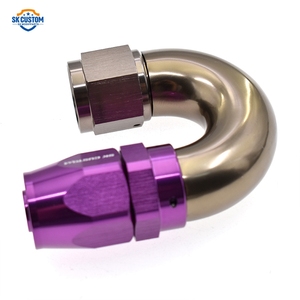 AN6/AN8/AN10ワンピースホースエンド鍛造アルミ合金旋回燃料継手アダプター45 ° 90 ° 120 ° 150 ° 180 ° インターフェースパープル - Product Image 6