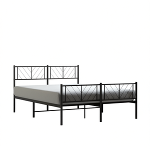<b>Black</b> Steel Metal Full Size Bed <b>Frame</b> Rectangular Design Bedroom Furniture - Product Image 1