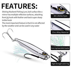 TOPIND Esca Artificiale Rigida di Alta Qualità in Lega di Zinco Lucida con Stampa di Perch Warbler e Striscia Bianca, per la Pesca a Fiume di Sgombri - Product Image 5