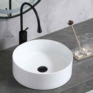Lavabo Moderno de Cerámica para Encimera, Fácil de Limpiar, de Forma Redonda, para Apartamento, Casa, Baño - Product Image 5