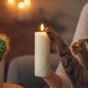 Bougie pilier en paraffine blanche sans fumée pour la décoration de la maison, LED à télécommande, faite à la main, sans parfum, sans flamme, pour les mariages - Product Image 3