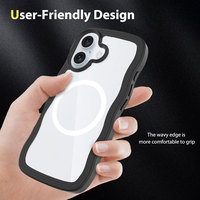 Laudtec Sjk779 Clear Back Phone Case Wave Frame Tpu Pc Simple Business Carga magnética para Iphone 16 15 14 13 12 Plus Pro Max