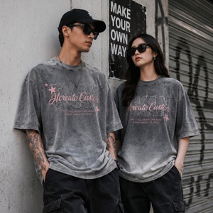 Camiseta Vintage Y2K Personalizada, 260 g/m², Algodón Grueso, Apliques Bordados, Lavado Ácido, Estilo Urbano para Hombre, Talla Grande, TKAN6-605 - Product Image 2