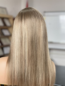 Perruques sans colle les plus populaires 2024 pour femmes, cheveux courts vierges européens les plus vendus, avec dentelle pré-épilée et raie au milieu - Product Image 6