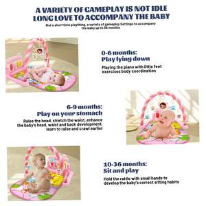 <span class=keywords><strong>Gimnasio</strong></span> para bebés con juguetes iluminados Equipo de juego de desarrollo de superficie fácil de limpiar para estimular la visión, la audición y las habilidades motoras - Product Image 3
