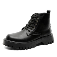 Nouvelles Bottes Montantes Chunky Style Old School pour Hommes Tendance Mode 38-45 Noir Pur à Lacets Rehaussantes Marque Originale Punk