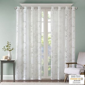 New Arrival Burntout Leaves Pattern Sheer <strong>Curtains</strong> Floral Sheer Grommet <strong>Single</strong> <strong>Curtain</strong> - Product Image 4