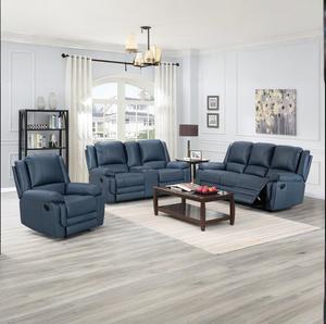 Ensemble de canapés inclinables manuels modernes 321 en tissu technique, 3 places, avec causeuse, <span class=keywords><strong>fauteuil</strong></span> et console de charge sans fil pour salon - Product Image 3