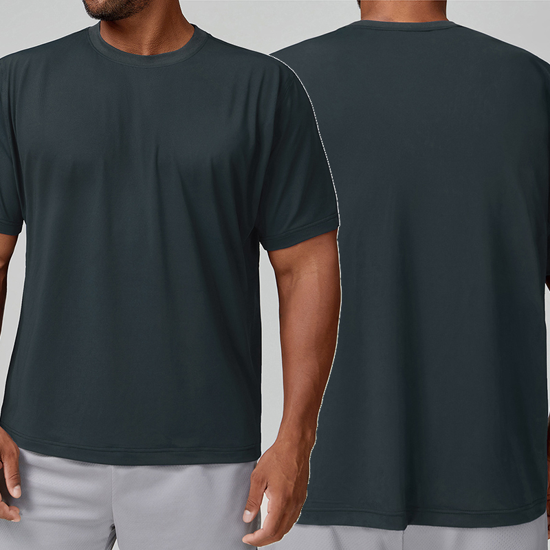 YBO-EDX1128 Wholesale Men's Quick-Dry Sports T-Shirts Solid Round-Neck Loose Fit Casual Running Yoga Fitness Short Sleeve