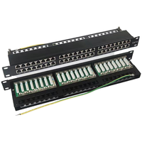 Panel Patch FTP Berlapis Emas 48-Port Cat6 RJ45 1U 19 Inci yang Dapat Disesuaikan untuk Sistem Kabel Jaringan, Suku Cadang Telekomunikasi